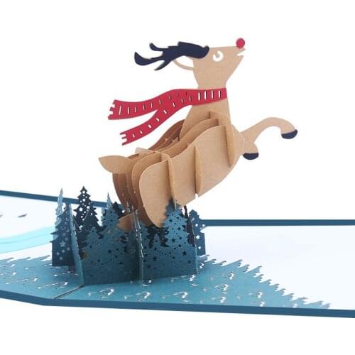 3D Three-Dimensional Greeting Card Christmas Tree Deer Dinosaur Three-dimensional for Christmas Party Invitation Supplies