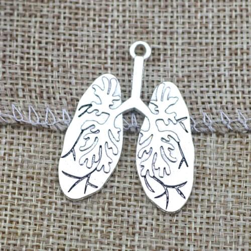 4 Pieces 30x40mm Antique Silver Color Lung Medical Charms Keychains Bracelet For DIY Jewelry Making