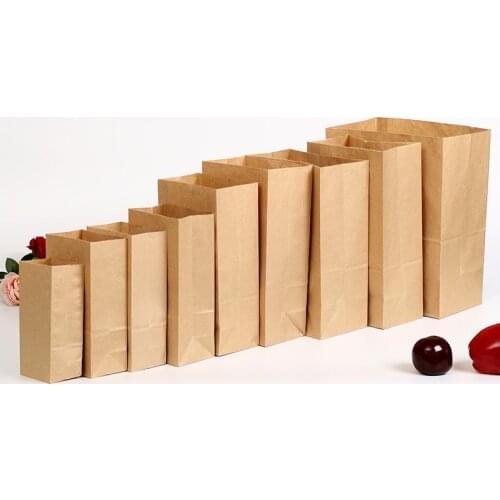 50/100Pcs filmed kraft paper bag super thick kraft paper bag gift packaging candy food biscuit bread snack baking packaging bag