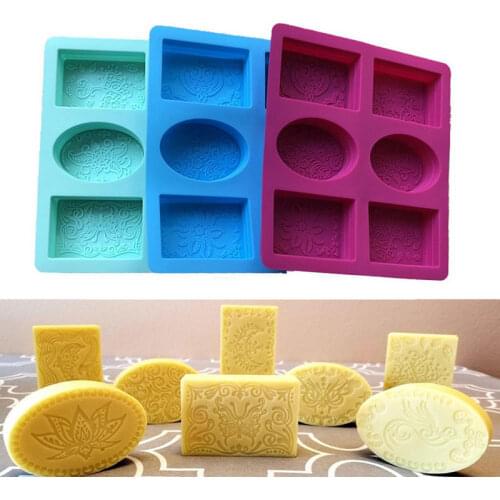 6 Cavity Rectangle Oval Silicone Soap Mold Handmade Soap Making Craft For Home Bathroom Soap Forms