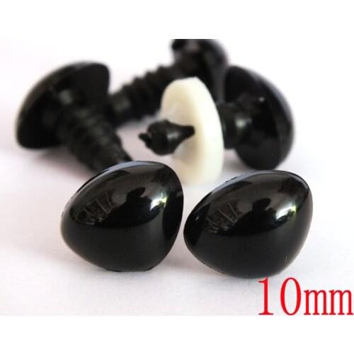 60pcs 10mm black Safety Noses for Doll - Includes Backs for a Stronger Hold