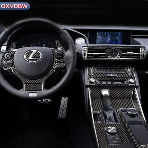 For LEXUS IS250 300H Accessories LHD RHD Carbon Fiber Steering Wheel Gear Panel Door Handle Outlet Internal Stickers Decorative