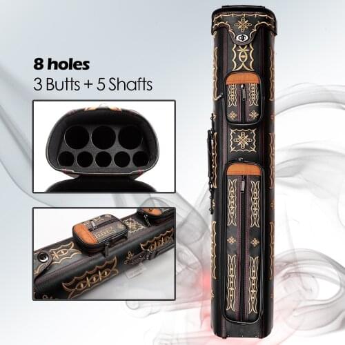 High Quality 6/8Holes Billiard Pool Cue case ( 2 Butt & 4 Shafts) 8 Holes (3 Butt & 5 Shafts) Large Capacity Leather cue Bags