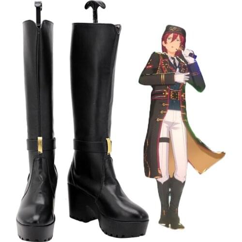 Ensemble Stars Knights Cosplay Black Boots PU Shoes Custom Made Halloween Carnival Accessories Any Size