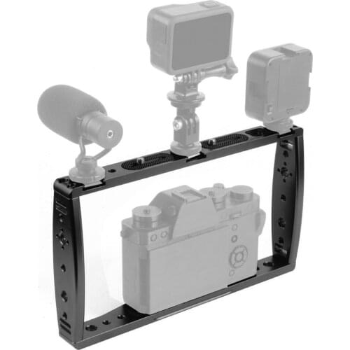 DSLR Video Rig Cage Handheld Smartphone Vlog Stabilizer Camera Cage for Gopro 9 8 MAX for DJI w 1/4 3/8 Hole 3 Cold Shoe