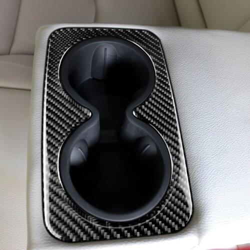 Carbon Fibre Stainless Steel Back Row Water Cup Holder Cover Decoration Sticker For Cadillac XT5 016-19 Car styling accessories