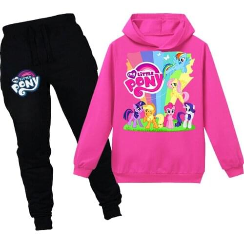 Little Pony Hoodies Kids Sweatshirts Fashion Kids Hooded + Pants 2 pcs Baby Toddler Girls Kids Clothes Casual Tees Sportswear