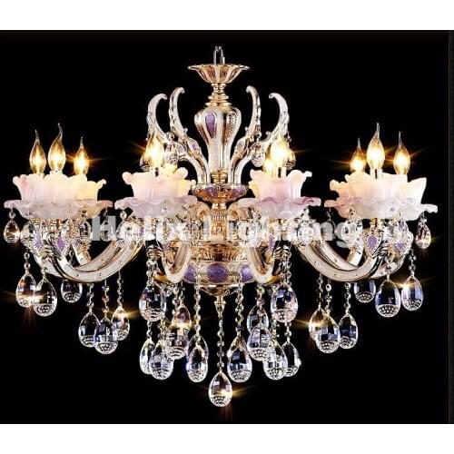 European Zinc Alloy Crystal Lights Crystal Chandeliers Pendant Lamp Dining Room Living Lobby lamp Lighting E14 LED Candle Bulb