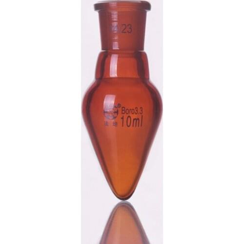 Brown pear-shaped flask,Capacity 10ml,Joint 14/23,Brown heart-shaped flasks,Brown coarse heart-shaped grinding bottles