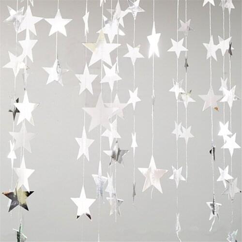 4m Bright Gold Silver Star Party Decoration Paper Garlands Wedding Screen Decor Birthday Party Supplies Girls Bedroom Decoration