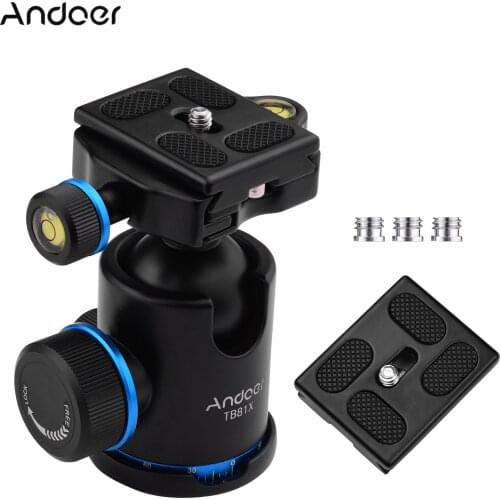 Andoer Camera Damper Ball Head Tripod Head Payload 360° Swivel Quick Release Scaled Plate Level 1/4 3/8in Mounting Ball Head