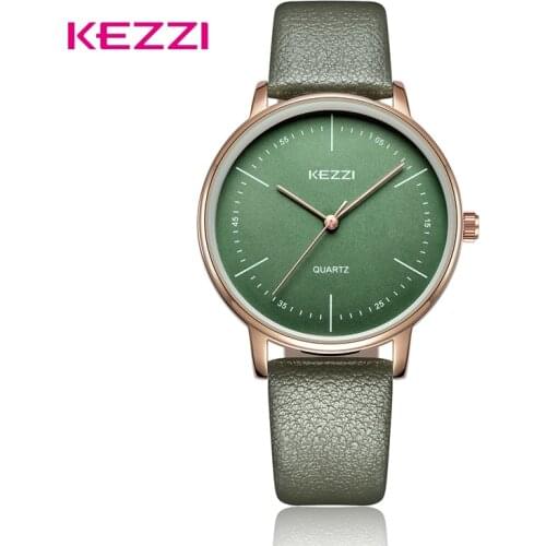 KEZZI Brand Women Leather Watch Relogio Masculino Simple Large Dial Quartz Watches Couple Watch