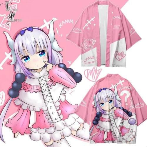 Kyoto Animation Miss Kobayashis Dragon Maid Kanna Printing Japanese Kimono Haori Yukata Anime Cool Short Sleeve Streetwear