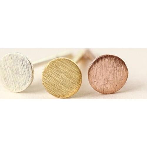 Classic Simple Design Round Party Earring Jewelry Round With Small Wire Drawing Earring Easy To Match Everyday Wear Jewelry