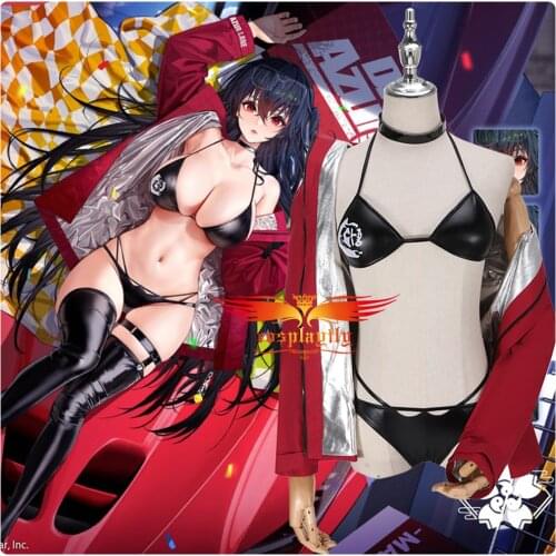 Anime Game Azur Lane Taiho Cosplay Costume Adult Women Outfits Sexy Bikini for Summer Swimsuit Red Jacket Top Halloween Carnival
