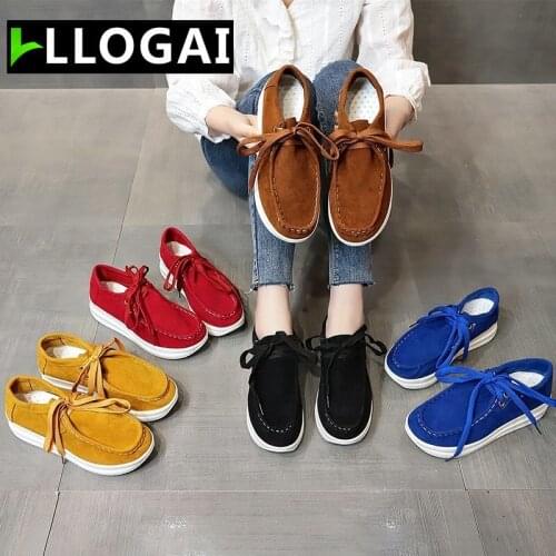 Lace-up Platform Sneakers Vulcanized Shoes Round Toe Flock Chunky Platform Flats Autumn Thick Creepers Shoes Zapatos De Mujer