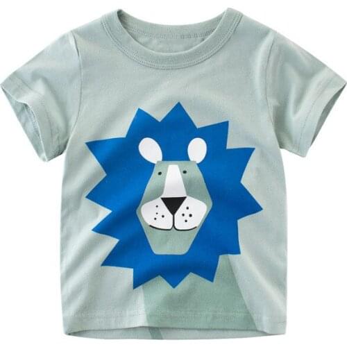 Baby Boy Summer Clothes 2018 1-10Y Boys T Shirts Elephant Lion Short Sleeve Top 100% Cotton Children Clothes Animal Print Tshirt