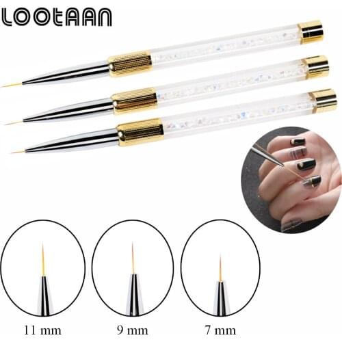 Lootaan 1 Pc Acrylic Nail Art Liner Painting Flower Line Brush 7mm/9mm/11mm Manicure Art Nail Painting Drawing Brush Tool