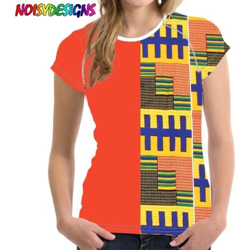 NOISYDESIGNS Women T-shirts Kente African Printing Ladies Womens Top Shirt Female Tee T-Shirt Women Clothing Camiseta Feminina