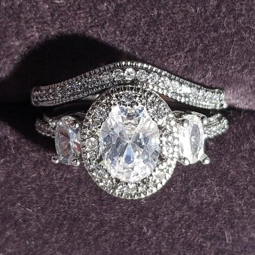 2021 new luxury oval 925 Sterling Silver wedding ring set for women lady anniversary gift drop shipping Black Friday R5077