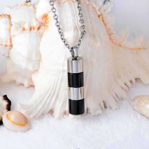 Necklace Women Stainless Steel Cylinder Waterproof Cremation Pendant Carved Only Love Chain Necklace For Men