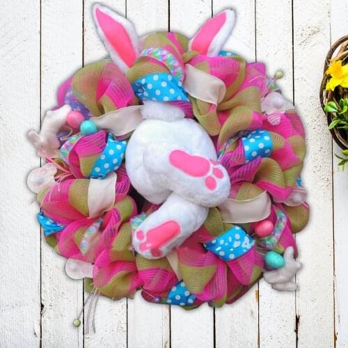 Easter Decorations Wreath With Thief Bunny Butt With Ears Cute Home Door Decor Hanging Wreath Party Ornaments пасхальный декор