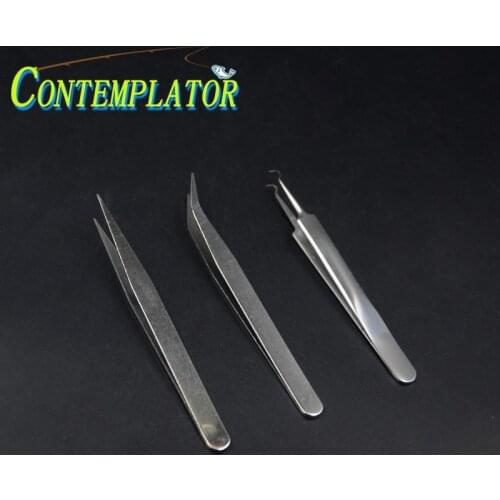 CONTEMPALTOR 3styles/set Fly Tying Tweezers For Making Flies Straight&Hooked&curved Anti-static Nippers Useful Fly Tying Tools