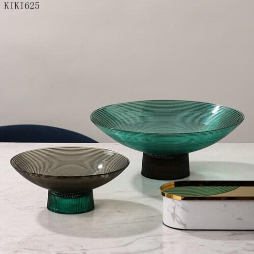 Luxury Glass Tall Fruit Tray Home Large Snack Jewelry Sundries Storage Basin Living Room Tall Storage Tray Home Decoration Gift
