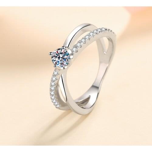 Silver 0.3 Carat Excellent Cut Diamond Test Past D Color Moissanite Forever In Love Ring Silver 925 White Gemstone Rings Gift