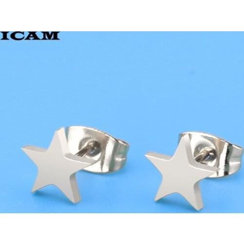 ICAM Men Girl Stars Punk Stainless Steel Earring For Men Piercing Stud Earrings For Women