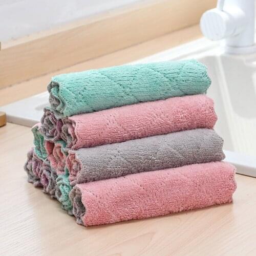 Super Absorbent Kitchen Towels Soft Microfiber Cleaning Cloths Non-stick Oil Dish Cloth Rags For Kitchen Household Dish Towel