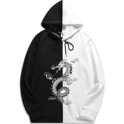 Summer dragon print Hoodie Double Color Long Sleeves Hoodies Sweatshirt Men‘s China Fashion Pullover Casual Hoodies Thin clothes