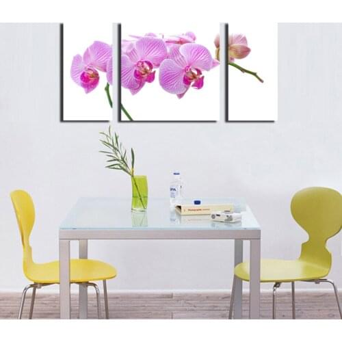 Unique Purpple butterfly orchid Flower Wall Art Home Decor Canvas Painting 3 Piece Printed Painting for Living Office Room