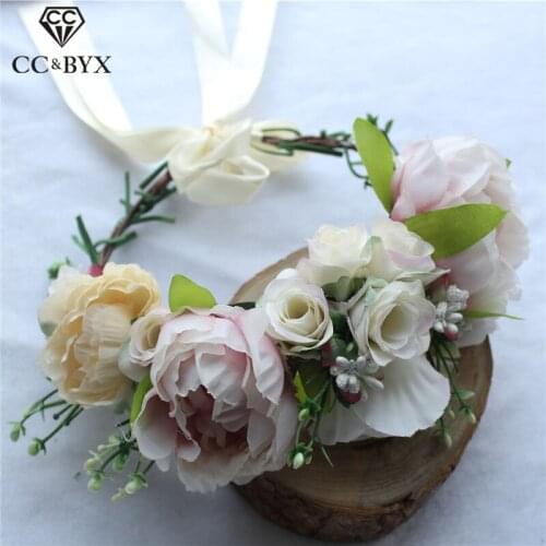 CC Flower Crown Tiara Hairbands Forest Style Wedding Hair Accessories For Women Bridal Bridesmaids Girls Seaside Beach Fine at28