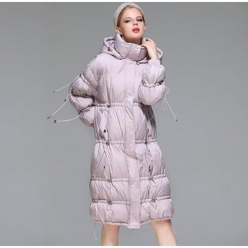 Han edition fashion 2020 winter down jacket female in the new long hooded 90 white duck down with thick warm coat