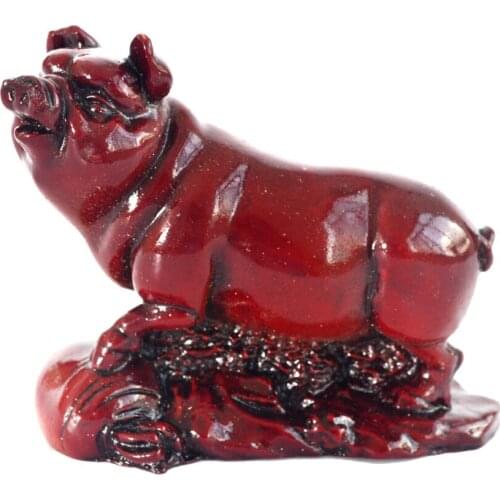 Zodiac Sign of the Boar/Pig Red Resin Born 1947 1959 1971 1983 1995 2007, J2186