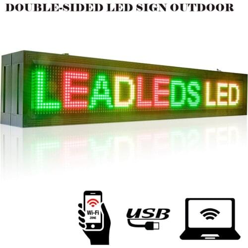 136x24 Led Sign Outdoor Scrolling Message Board Double Sided Led Panel WiFi Led Display 3 Colors Text Animation Display