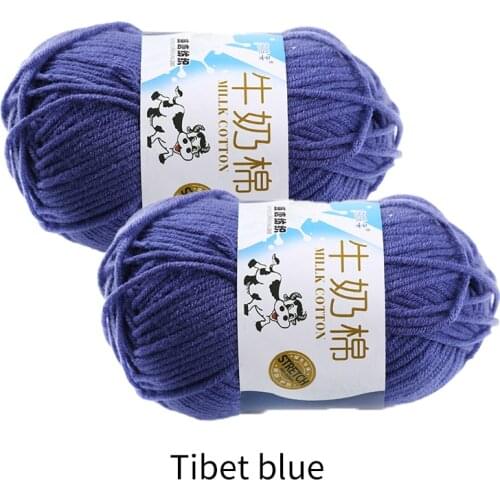 2Pcs/Set 100g Tiber Blue Cotton Baby Wool Hook Package Scarf Yarn Knitting Crochet Sewing Material Soft Handmade Home Craft