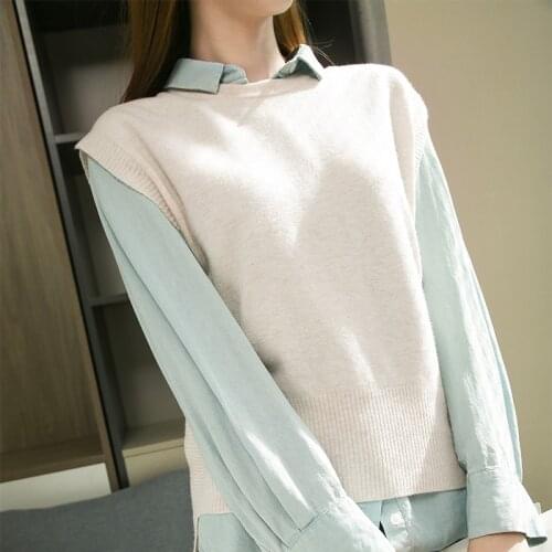 2021 Women O-neck Sweater Long Vest Spring Sweater Knitted Pullover Women Pullover Women Cashmere Sweater 100% Merino Wool