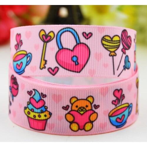 22mm 25mm 38mm 75mm Valentines Day Cartoon Character printed Grosgrain Ribbon party decoration 10 Yards X-01679