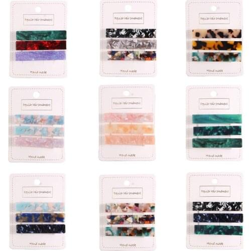 3pc Hot Fashion Amber Leopard Hairpin Geometric Square Acrylic Hair Clips Women Hairpin Clips Hair Accessories For Lovers Gift