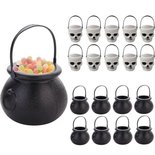 5pcs Candy Bucket Witchs Cauldron Trick or Treat Halloween Party Favor Candy Holder for Children