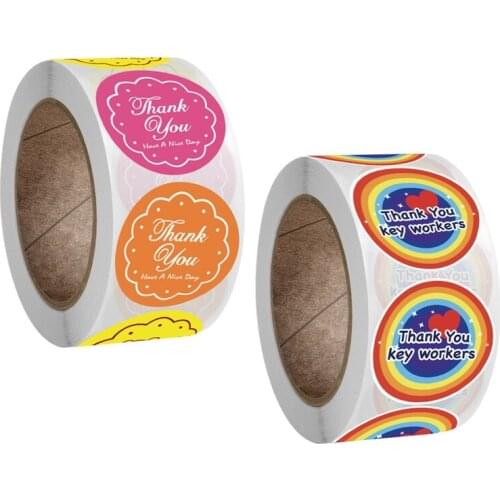 500pcs/roll Colorful DIY Handmade Thank You Stickers Wedding Package Seal Labels School Office Children Stationery Stickers