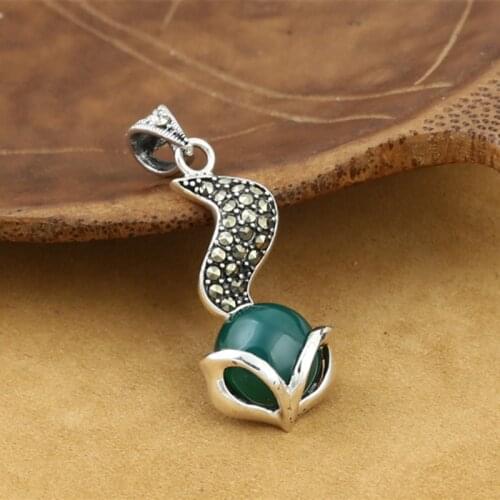 925 Sterling Silver Jewelry Retro Thai Silver Men And Women Models Cute Little Fox Inlaid Marcasite Pendant Accessories