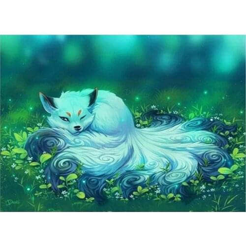 Diamond Painting Cartoon Nine Tailed Fox Full Square Round Drill 5D Diy Embroidery Resin Mosaic Cross Stitch Kit Room Home Decor