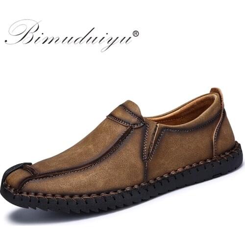 BIMUDUIYU Fashion Comfortable Breathable Soft Leather Casual Shoes Mens Loafers mocasines para hombre zapatos de hombre