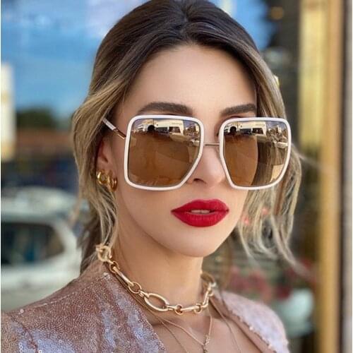 Big Oversized Sunglasses Women Men Brand Designer Retro Square Sun Glasses For Female Gradient Shades Face-lift oculos UV400