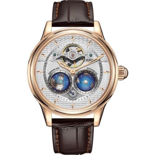 Top Brand Homage Luxury Double Earth Rotating Flywheel Flying Tourbillon Device Automatic Mechanical Watches for Men