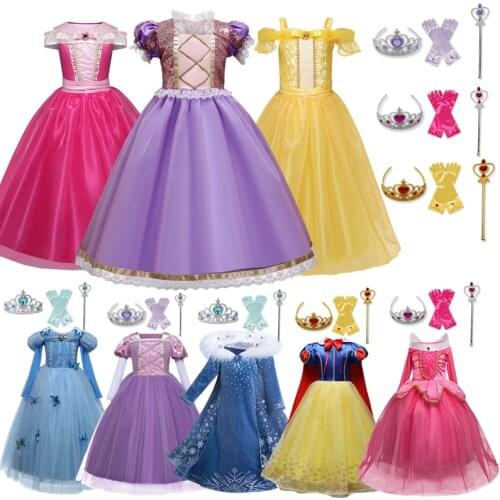 Girls Rapunzel Cosplay Costume Kids Halloween Carnival Party Dress Up Children Christmas Birthday Princess Dress Belle Clothes
