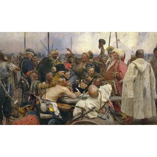 HOME OFFICE Decorative art - Russian painter Ilya Repin Reply of the Zaporozhian Cossacks to Sultan Mehmed IV print painting